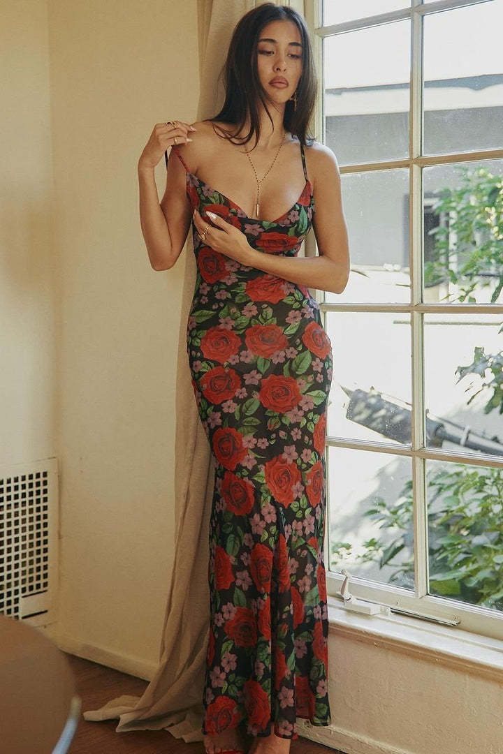 Ady Floral Maxi robe slip imprimée