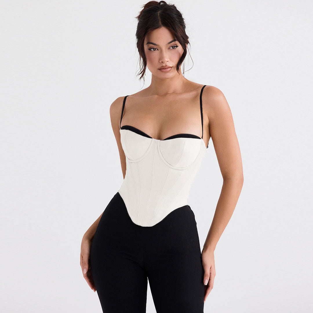 Violet - Top corset asymétrique en satin