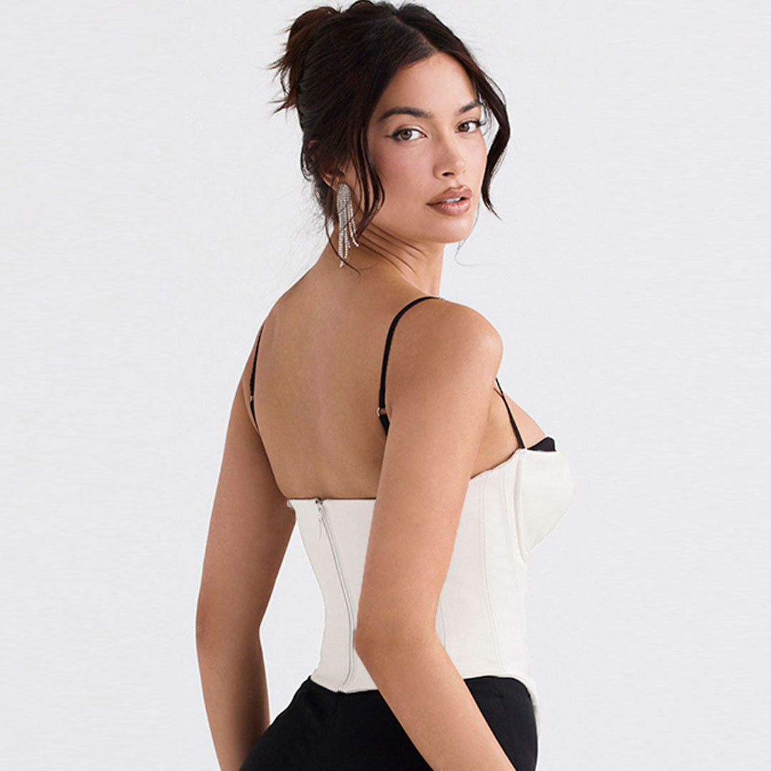 Violet - Top corset asymétrique en satin