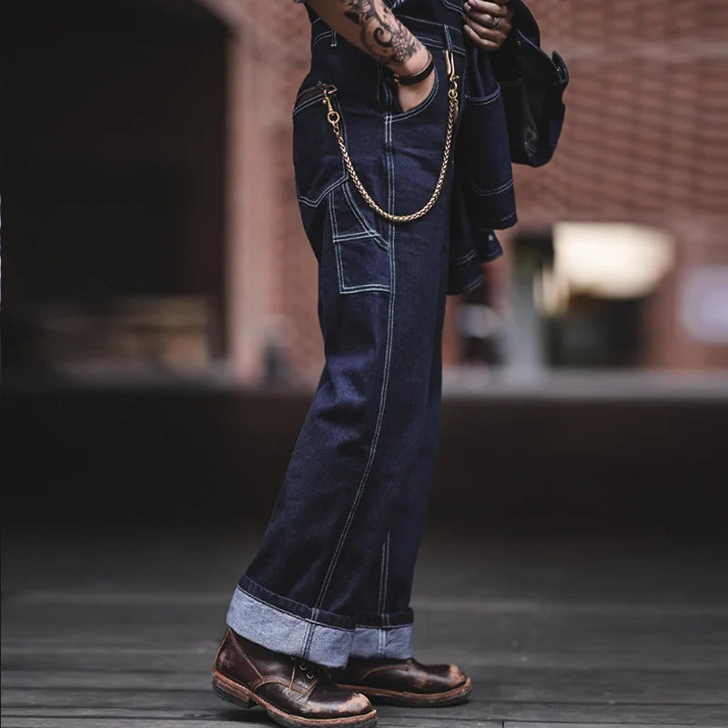 Salopette en jean indigo d'inspiration vintage pour homme