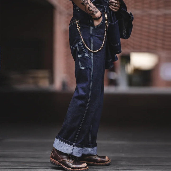 Salopette en jean indigo d'inspiration vintage pour homme
