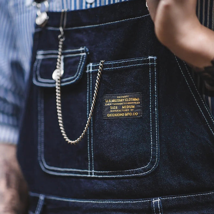 Salopette en jean indigo d'inspiration vintage pour homme