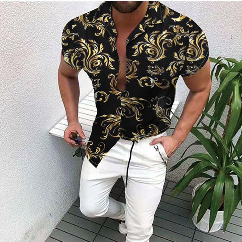 Chemise exotique à manches courtes pour hommes avec design floral