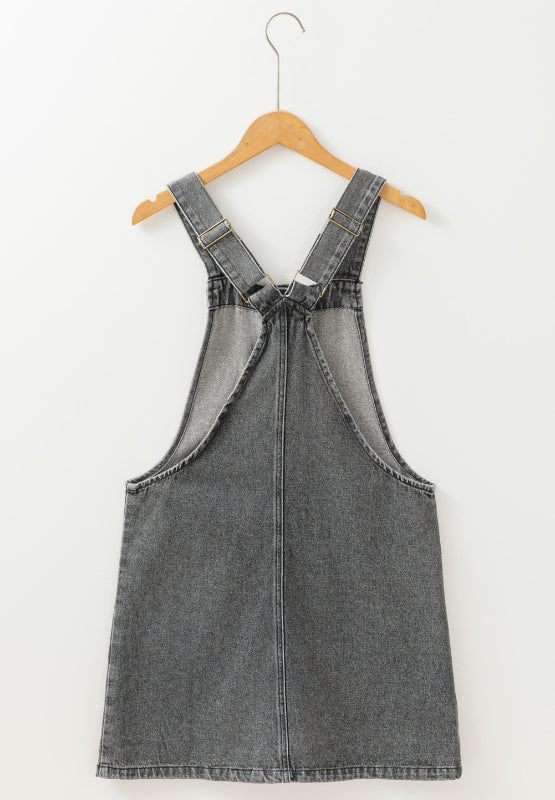 Ariane - Robe salopette en denim à bretelles larges et boutons