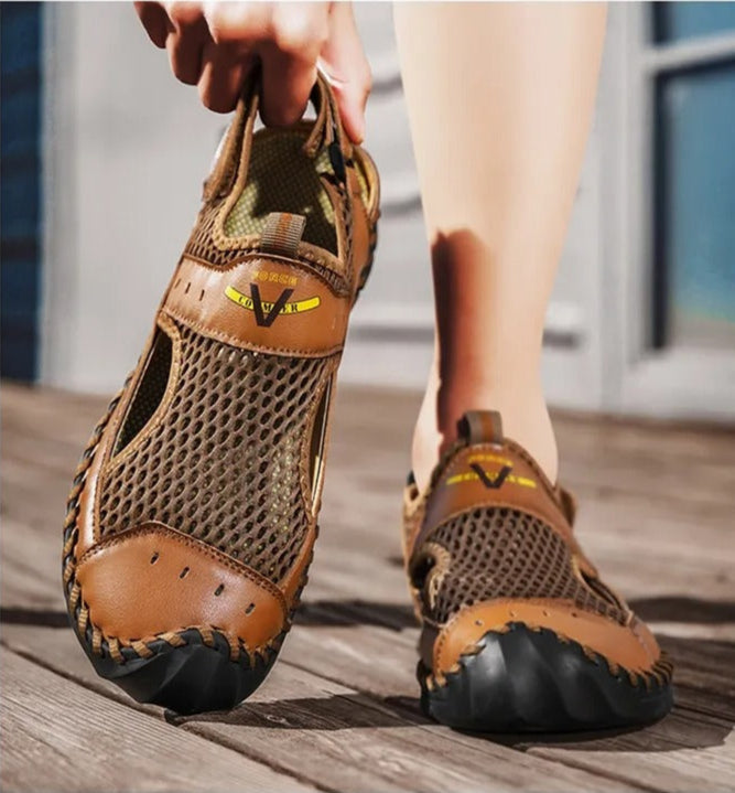 Sandales de sport pour homme en maille respirante couleur camel - Mirox