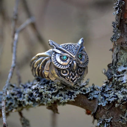 Bague émeraude hibou