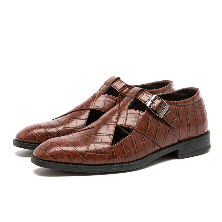 Chaussures formelles pour hommes en cuir marron ajouré élégant - Ferrano