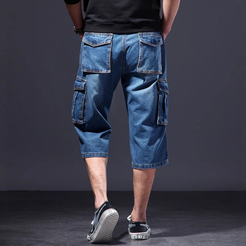 Short en denim multi-poches style cargo pour homme - Damien