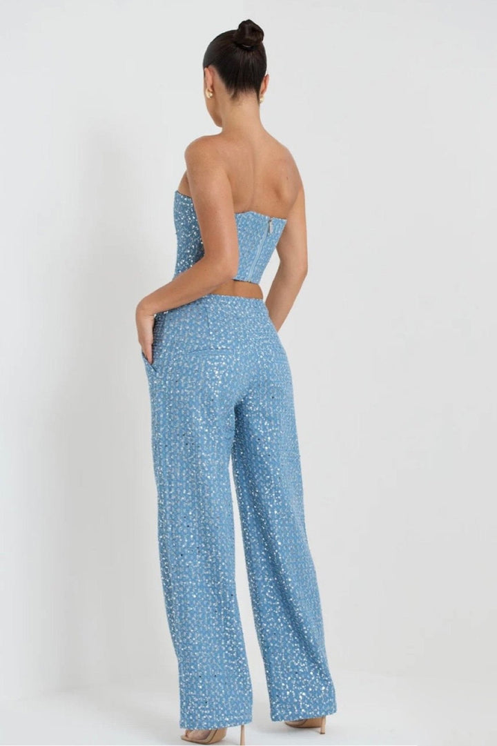 Ensemble pantalon denim à paillettes Matilda