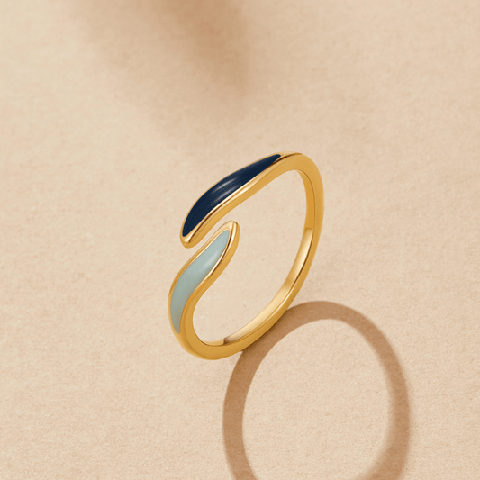 Bague enveloppante Vagues de l'océan bleu