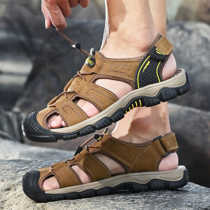 Sandales outdoor homme cuir respirant marron - Dakar