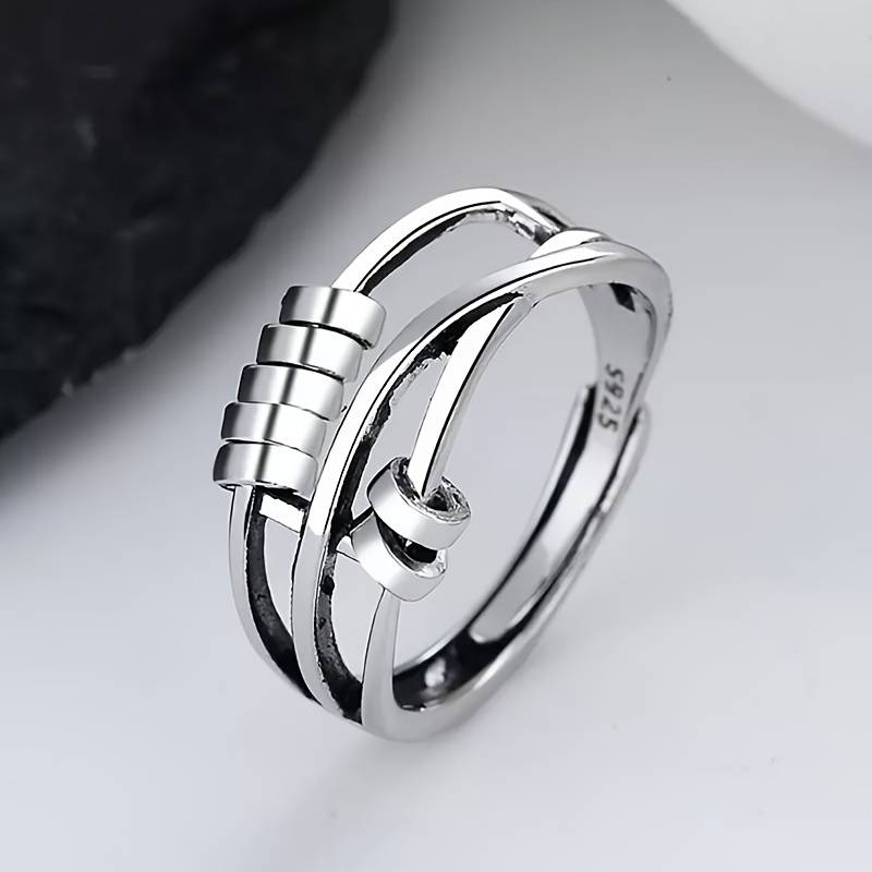 Bague de couche d'arbre en argent vintage