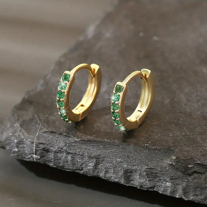 Boucles d'oreilles en or avec zircon cubique vert - Enara