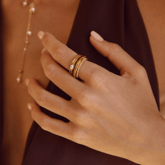 Bague en or 18K avec perles