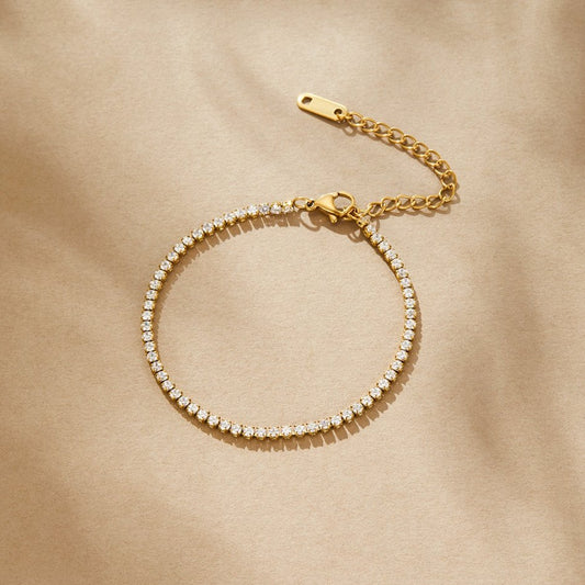 Bracelet de tennis réglable avec zircons lumineux - Galadriel