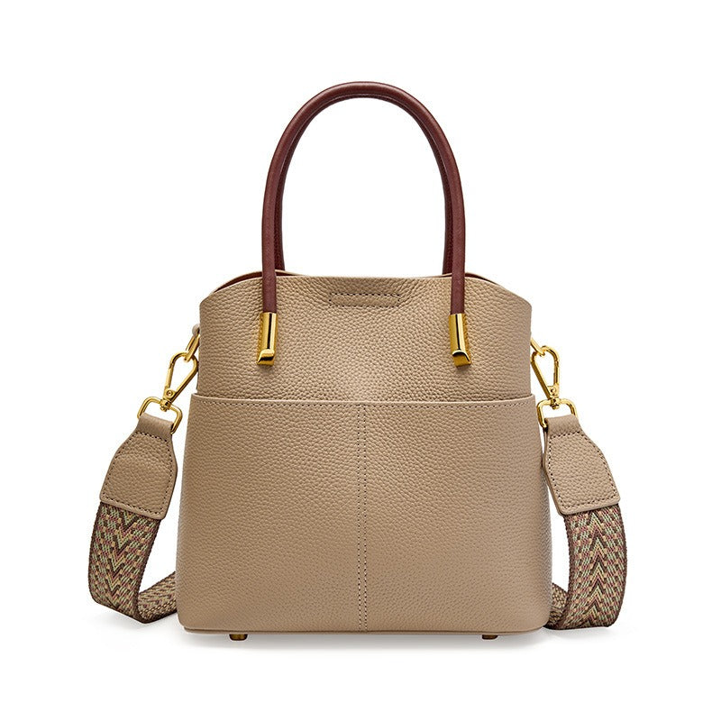 Sac seau femme en cuir grainé à double anse - Emilia