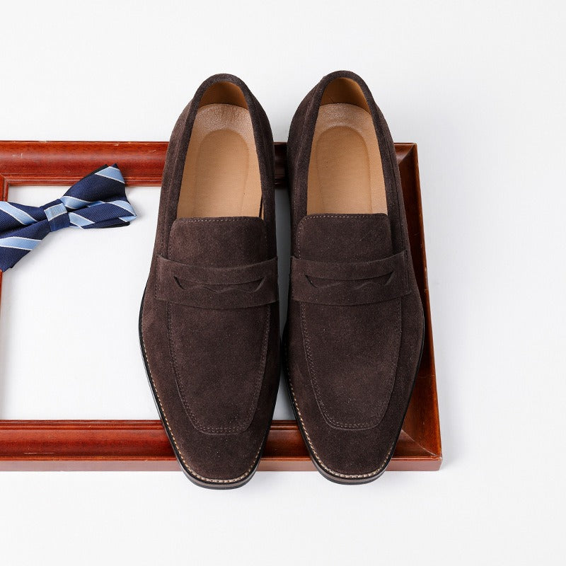 Mocassins classiques en cuir velours marron pour hommes - Lancaster