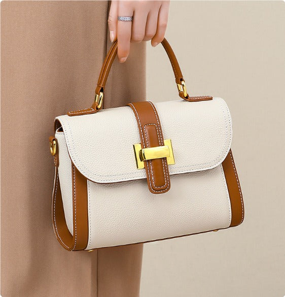 Sac à main pour femme en cuir texturé avec fermoir en métal - Natalia