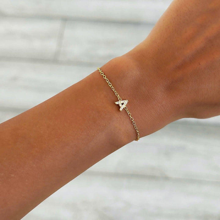 Pendentif Initiale avec Zircons pour Bracelet ou Collier - Beatrice