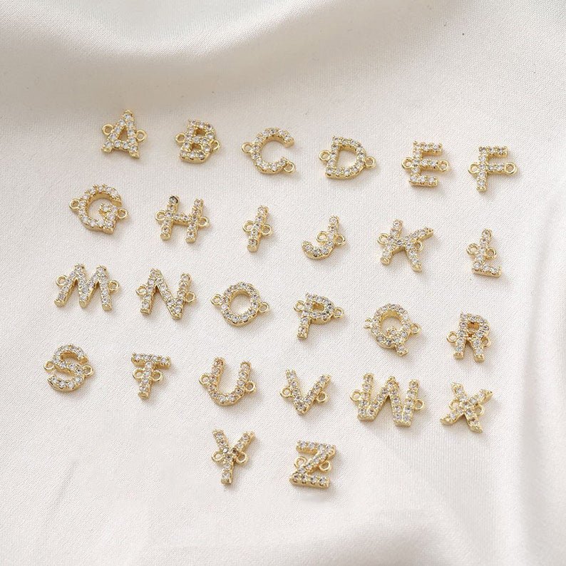 Pendentif Initiale avec Zircons pour Bracelet ou Collier - Beatrice