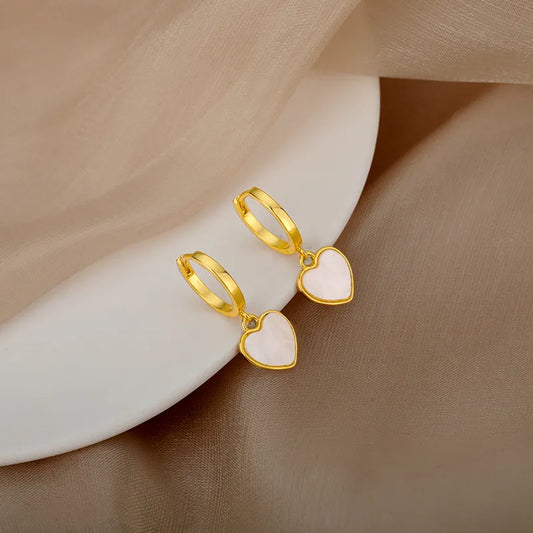 Boucles d'oreilles Femme Boucles d'oreilles plaqué or Coeur de perle - Elsa