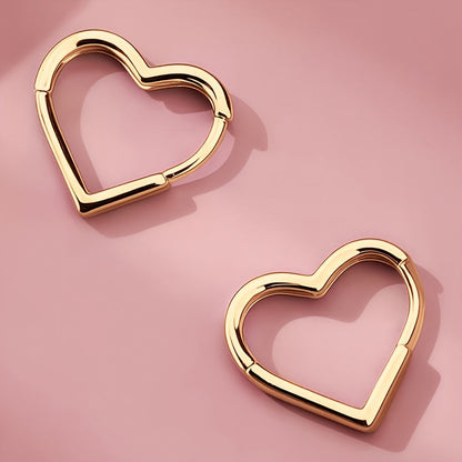 Boucles D Oreilles Coeur Doré en Acier Inoxydable Collection Exclusive