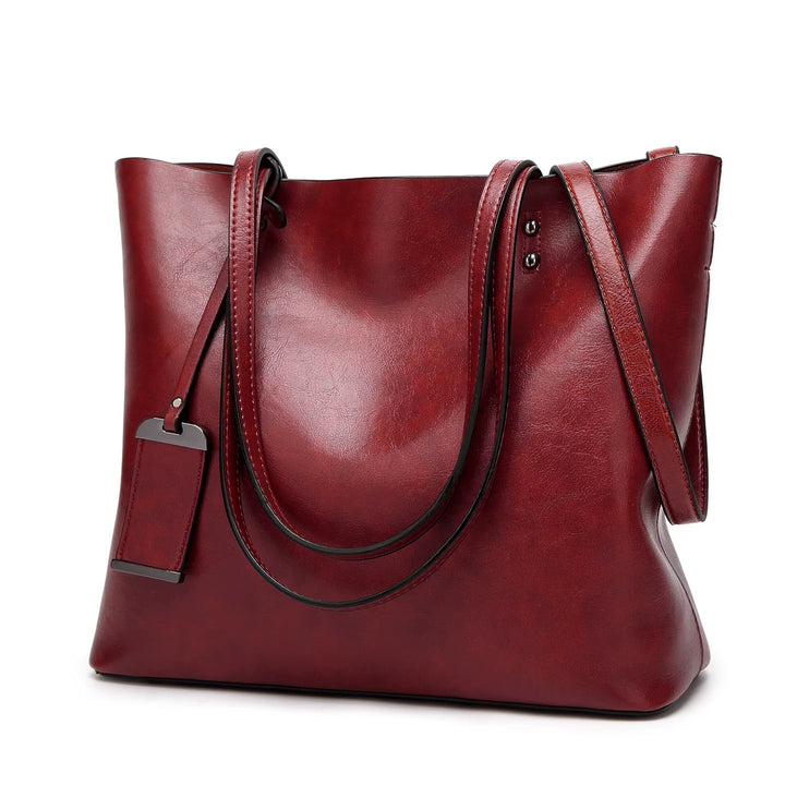 Sac à bandoulière rétro pour femme en cuir lisse bordeaux - Elea
