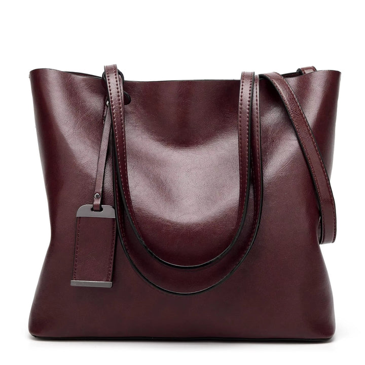 Sac à bandoulière rétro pour femme en cuir lisse bordeaux - Elea