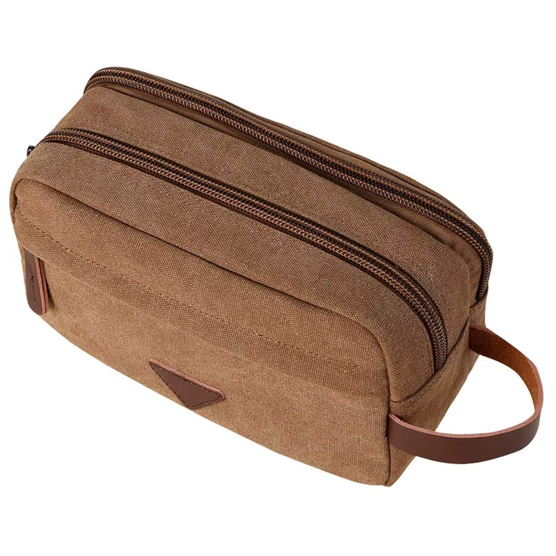 Trousse de toilette unisexe en toile imperméable à double compartiment - Bruno