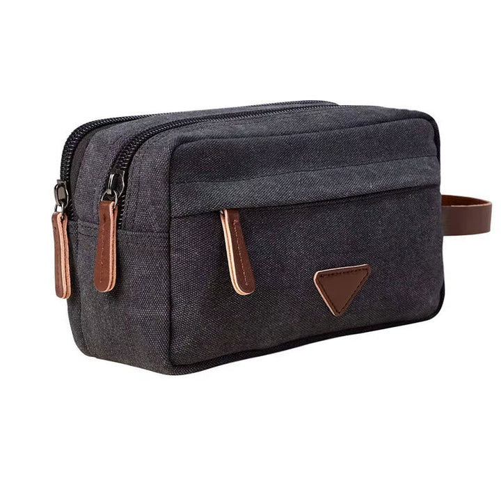 Trousse de toilette unisexe en toile imperméable à double compartiment - Bruno