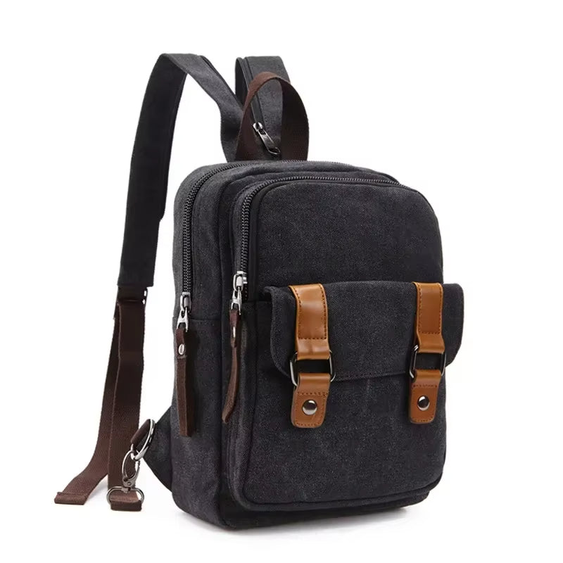 Sac à dos unisexe à bandoulière avec de multiples poches de style vintage - Axel