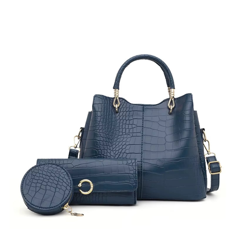 Sac à main femme design crocodile 3 pièces - Valentina