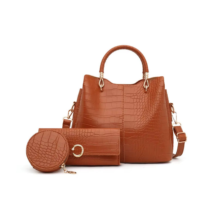 Sac à main femme design crocodile 3 pièces - Valentina