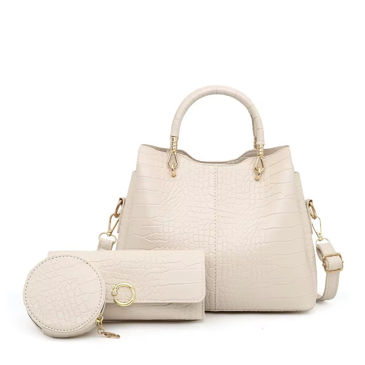 Sac à main femme design crocodile 3 pièces - Valentina