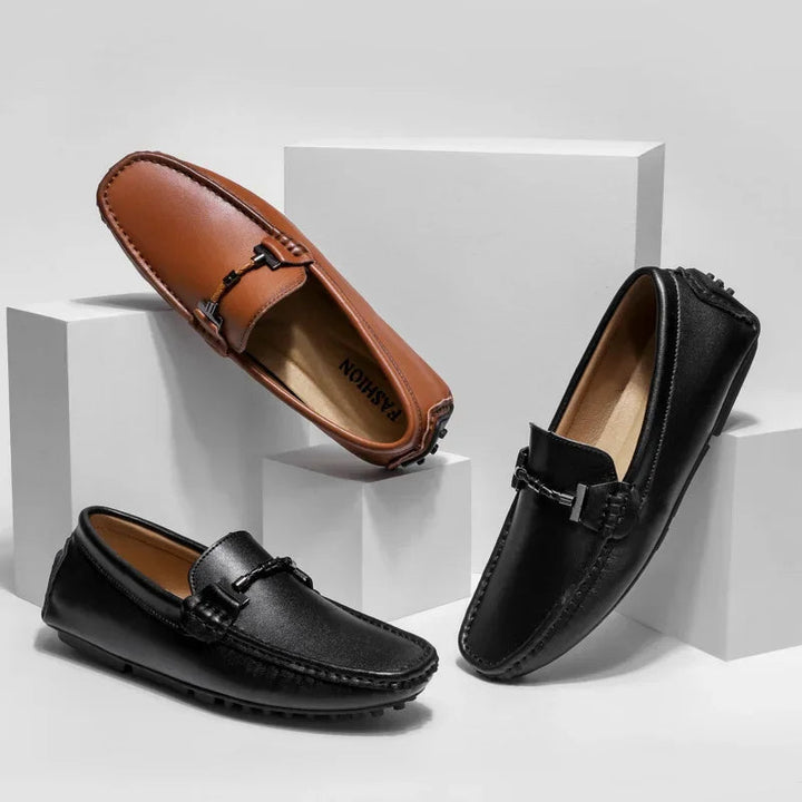 Mocassins en cuir respirant pour hommes style sportif noir - Veron