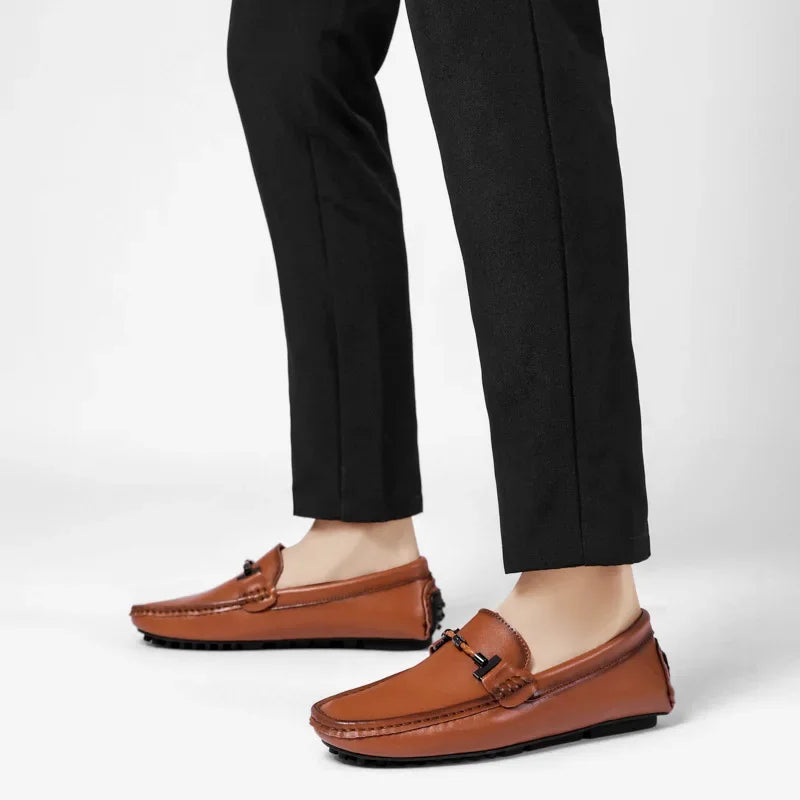 Mocassins en cuir respirant pour hommes style sportif noir - Veron