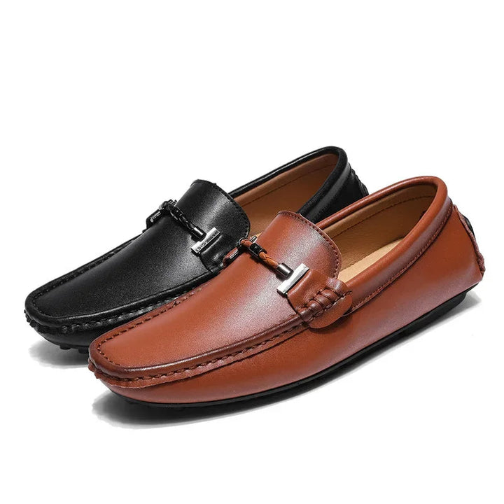 Mocassins en cuir respirant pour hommes style sportif noir - Veron