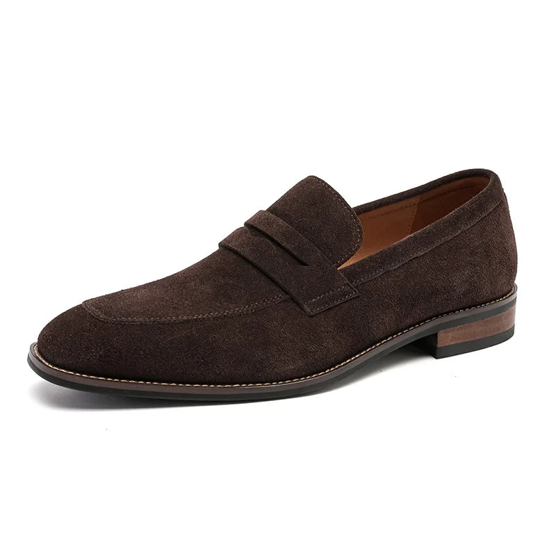Mocassins classiques en cuir velours marron pour hommes - Lancaster