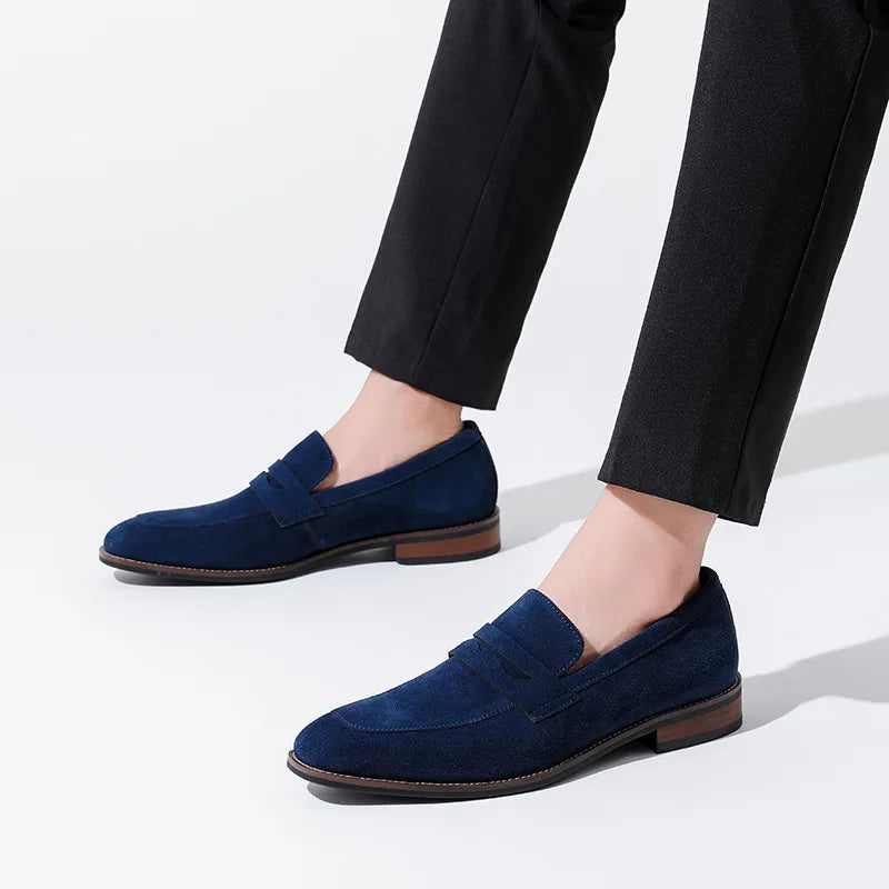 Mocassins classiques en cuir velours marron pour hommes - Lancaster