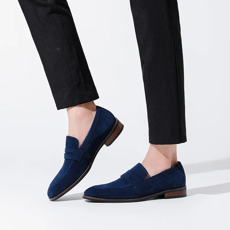 Mocassins classiques en cuir velours marron pour hommes - Lancaster