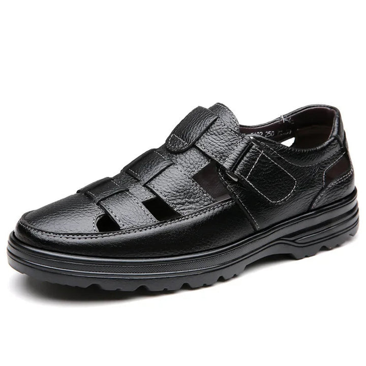 Chaussures ouvertes pour hommes en cuir respirant noir classique - Velmar