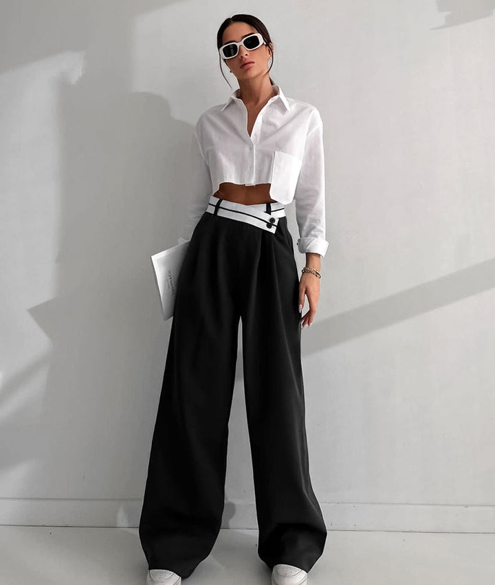 Mona - Pantalon large avec ceinture asymétrique