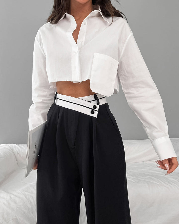 Mona - Pantalon large avec ceinture asymétrique