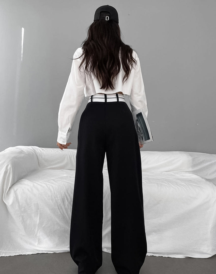 Mona - Pantalon large avec ceinture asymétrique