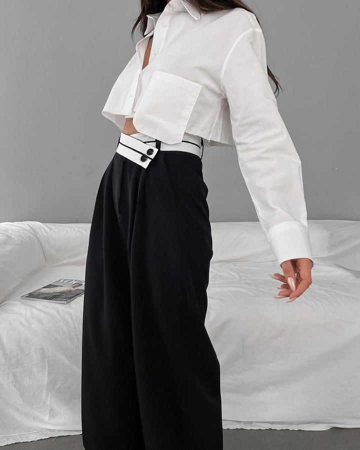 Mona - Pantalon large avec ceinture asymétrique