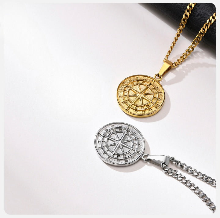 Collier pour homme avec pendentif boussole - Adrien