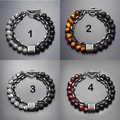 Bracelet de perles tigrées Steel Streaks