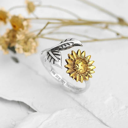 Bague réglable en or en forme de tournesol