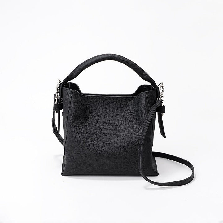 Sac seau pour femme en cuir véritable au design structuré - Bleu clair