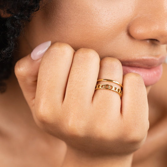 Bague superposée en chaîne d'or